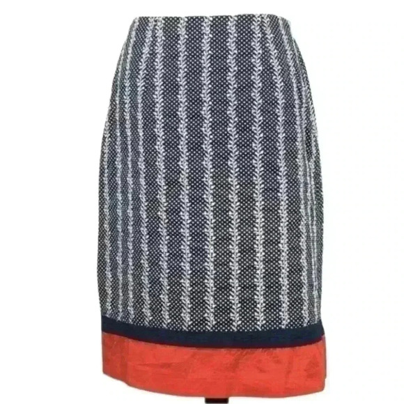 Talbots womens skirt size 4 navy blue red midi nautical pencil - Picture 1 of 8